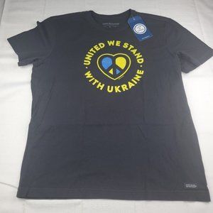 Life is Good. Men's Stand With Ukraine Crusher Tee, Jet Black Large NWT